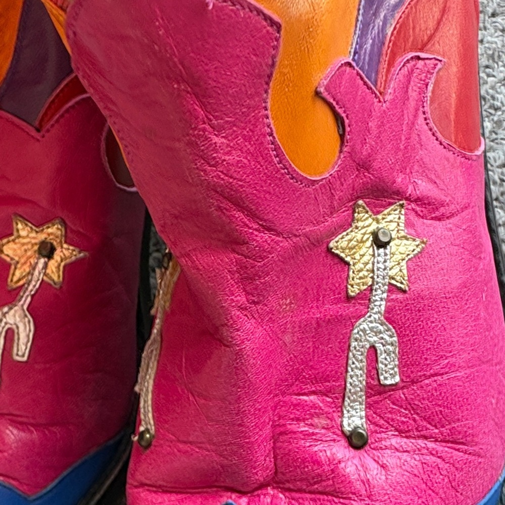 Colorful Red Floral Western Heeled Boots - Women - Picture 6 of 12